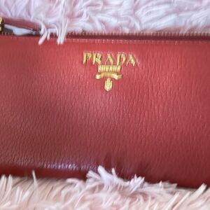 Prada Scarlet Leather Clutch